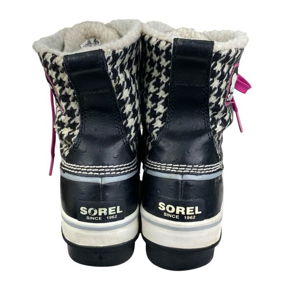 Sorel Women’s Tivoli Black Houndstooth Lace Up Winter Boots Size US 6.5 - Picture 8 of 11